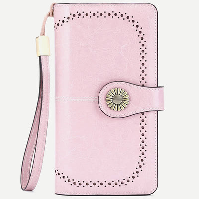 Women RFID Blocking Leather Wallet Multi-slot Credit Card Holder Clutch