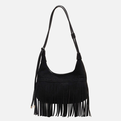 Tassel Underarm Bag For Women Retro Solid Color Shoulder Bag