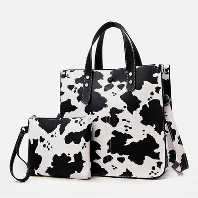 Leopard Print Tote Bag Set For Women Leather Handbag