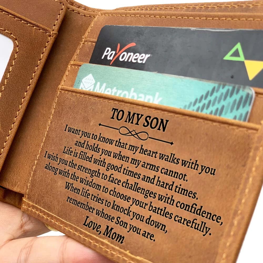 Thin Wallet For Family Laser Inscription Leather Purse Gift