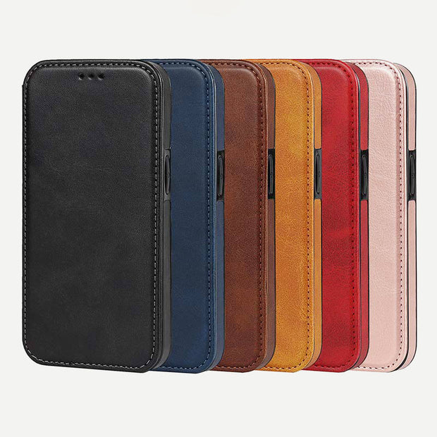 Phone Case for iPhone 14 Clamshell Leather Card Slot Case