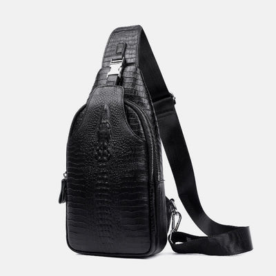 Crocodile Leather Sling Bag Chest Backpack Outdoor Travel Hiking Sports Daypacks