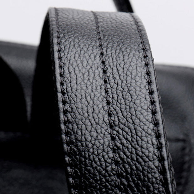 Fashion Rivet Backpack Genuine Leather Double Shoulder Strap Roomy Bag