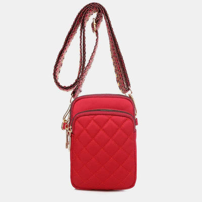 Triple Zip Quilted Crossbody Phone Bag Sling Purse for Women Girls