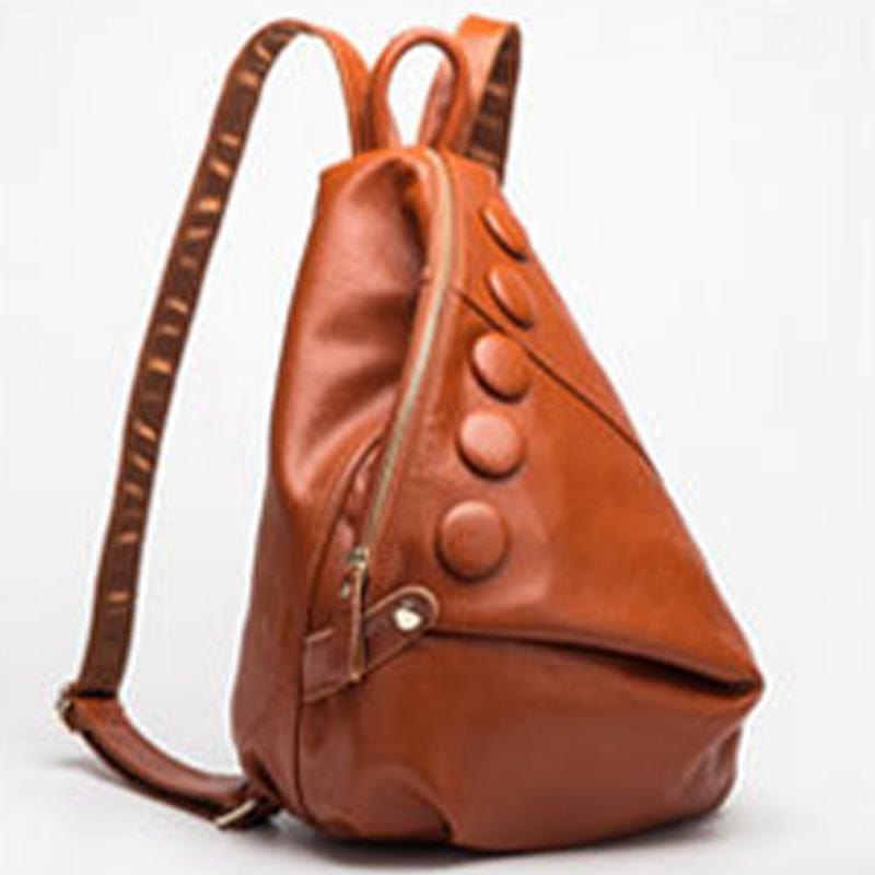 Solid Color Leather Backpack For Women Youth Travel Purse