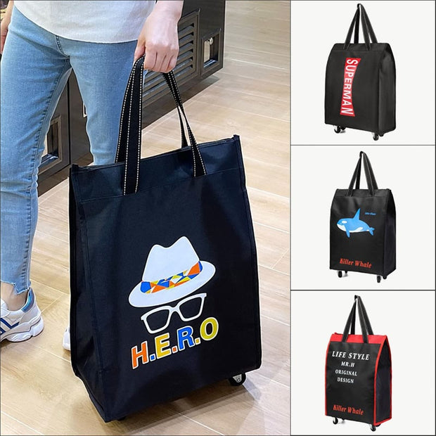Rolling Handbag Women's Supermarket Shopping Portable Travel Tote With Wheels