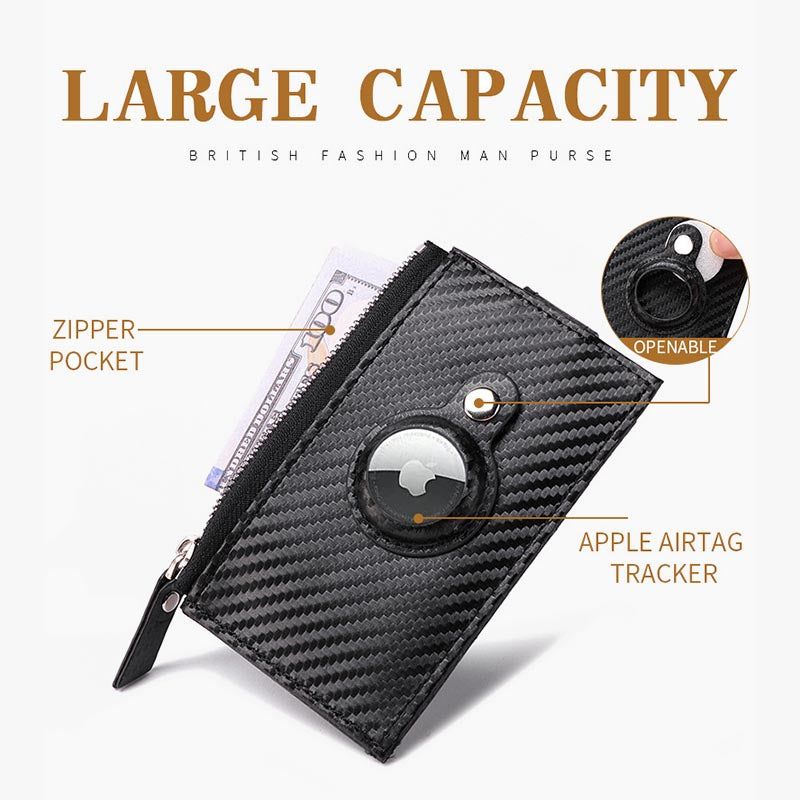 Carbon Fiber Apple Wallet Slim Card Holder With Airtag Slot