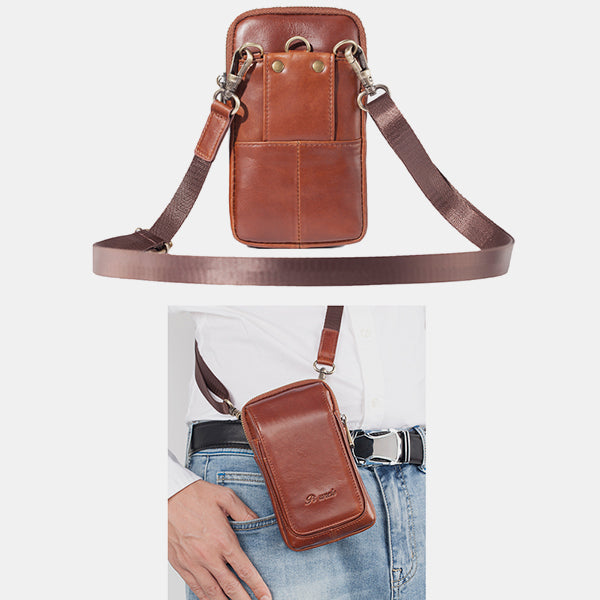 Genuine Leather Multifunctional Belt Loop Pouch Phone Bag Crossbody Bag