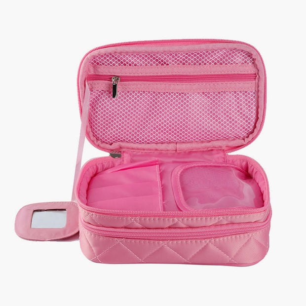 Waterproof Double Compartment Makeup Bag Nylon Portable Storage Bag