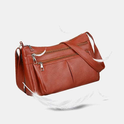 3 Zip Crossbody Purse for Women Lightweight Waterproof Leather Shoulder Bag