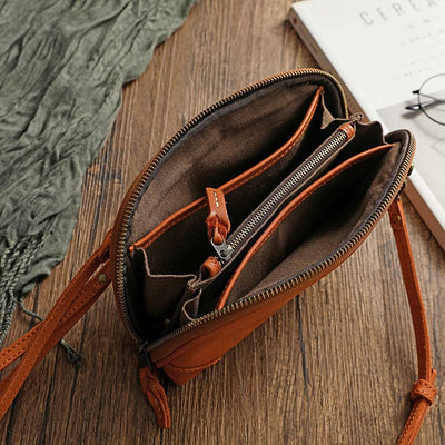 Multi-pocket Purses for Women Retro Leather Mini Crossbody Bag Clutch