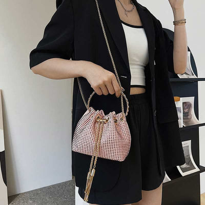 Top-Handle Bag for Women Flash PU Leather Casual Shopping Crossbody Bag