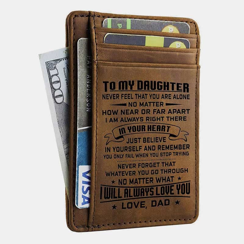 Minimalist Slim Personalized Engraved Leather Wallet RFID Blocking Card Holder