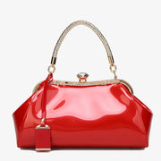 Plain Color Tote Ladies Glossy Patent Leather Crossbody Bag Handbag