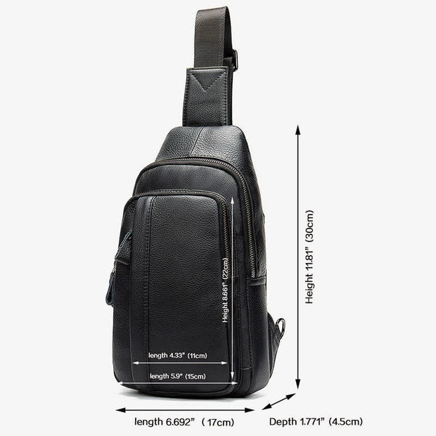 Leather Sling Bag Small Crossbody Backpack Shoulder Casual Daypack Rusksack