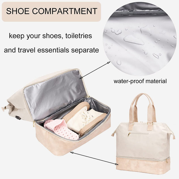 Duffel Bag For Weekend Travel Waterproof Shoe Compartment Overnight Bag