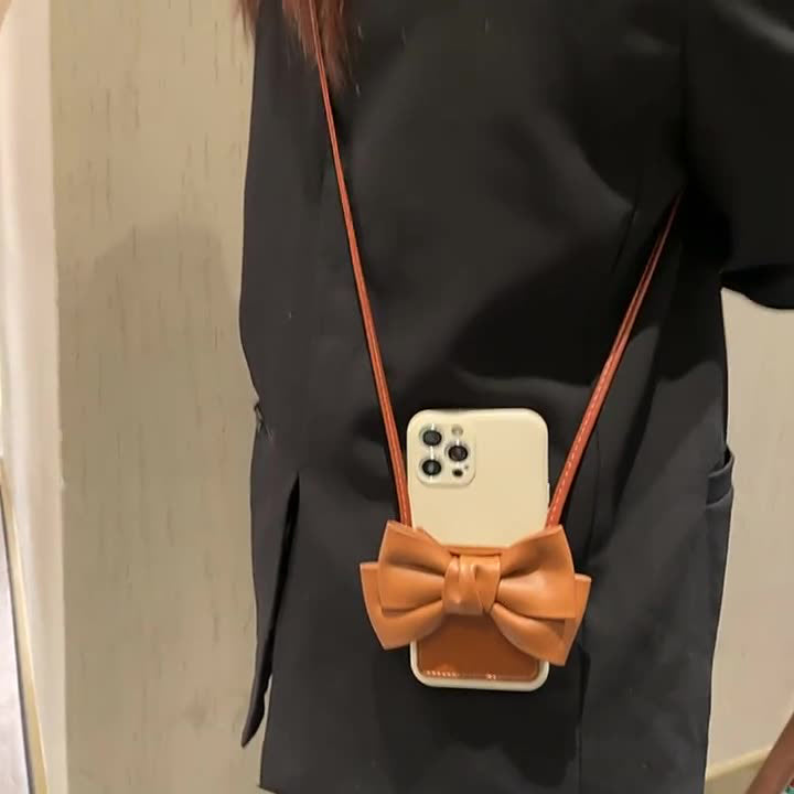 Cute Bowknot Leather Cell Phone Case Crossbody Phone Bag with Card Slot