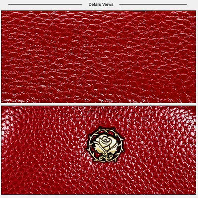 Coin Purse for Women Genuine Leather Double Zip Cash Change Wallet