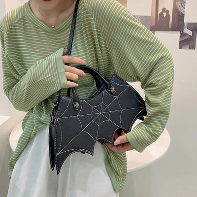 Crossbody Bag For Halloween Outfit Creative Bat Pattern Leather Bag