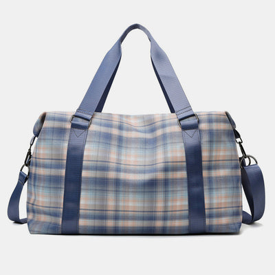 Large Capacity Waterproof Plaid Casual Fitness Travel Handbag