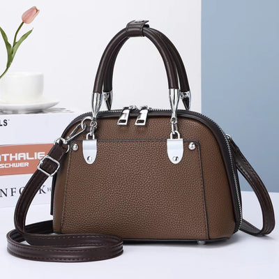 Vegan Leather Boston Bag Satchel Solid Color Crossbody Purse Handbag For Women