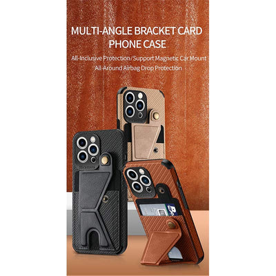 Shockproof Dustproof Leather Phone Case for iPhone with Card Slot Kickstand