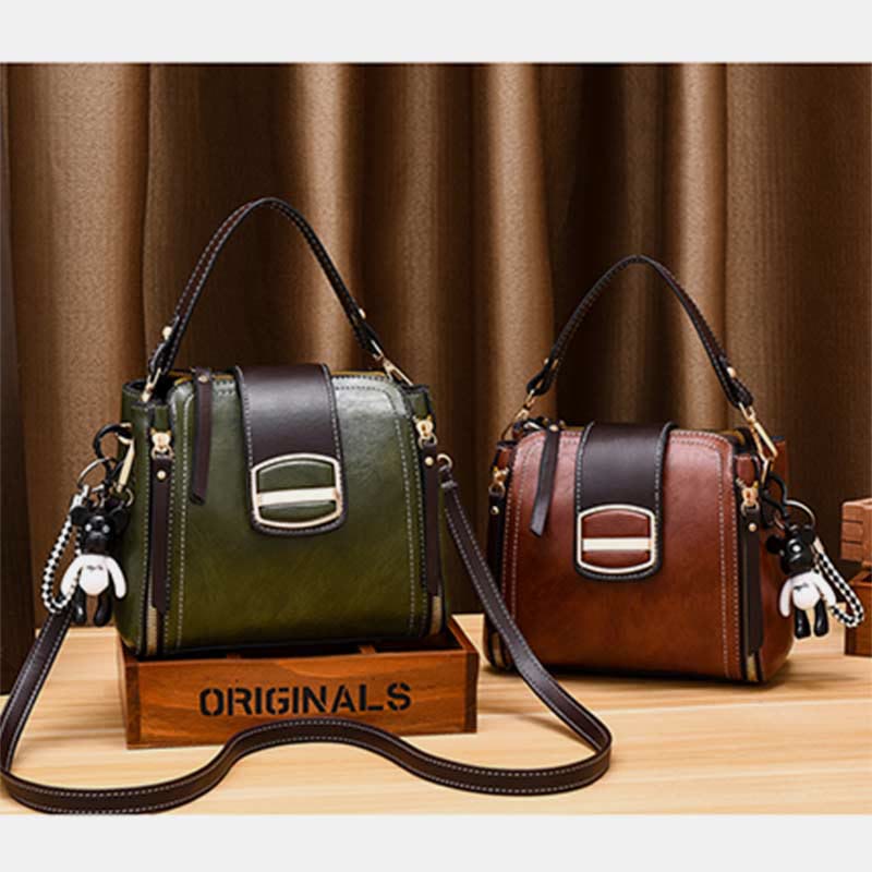 Top-Handle Bag for Women Daily Shopping Bucket Leather Crossbody Bag