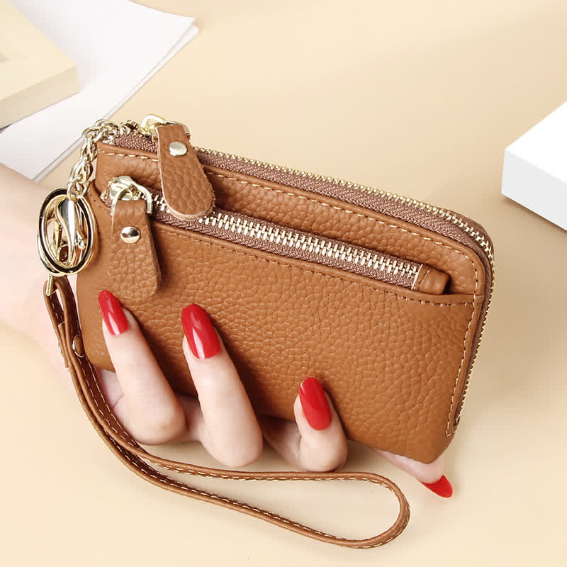 Women's Small Genuine Leather Wristlet Clutch Wallet Purse Card Holder