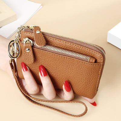 Women's Small Genuine Leather Wristlet Clutch Wallet Purse Card Holder