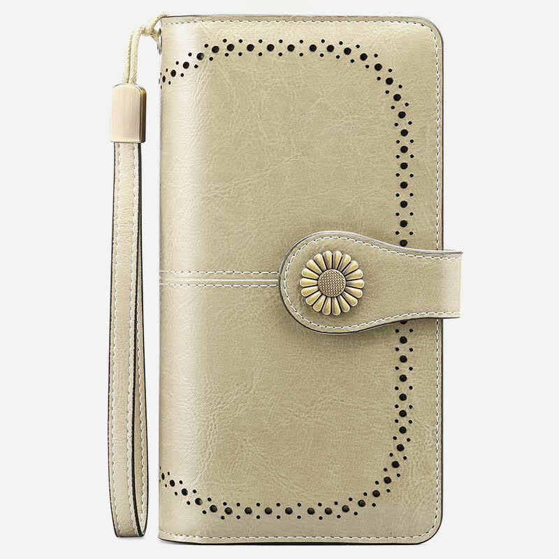 Women RFID Blocking Leather Wallet Multi-slot Credit Card Holder Clutch