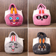 Handmade Bag Wool Blend Felt Handbag Large Bunny Face Tote