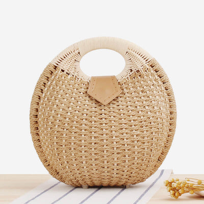 Casual Rattan Round Handbag