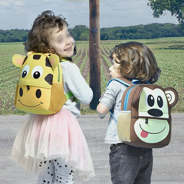 Backpack For Kids Cute Cartoon Animal Pattern Nylon Schoolbag
