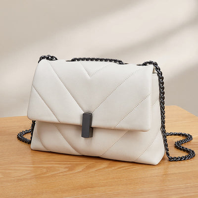 Diamond Chain Bag For Women Genuine Leather Square Underarm Bag