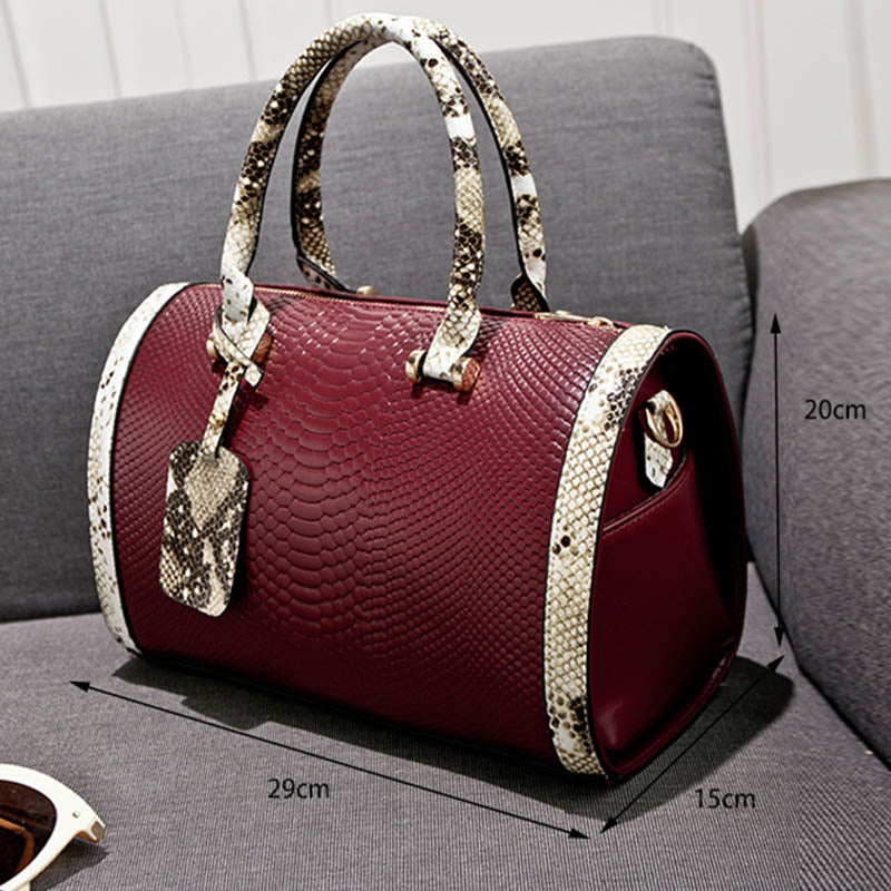 Snakeskin Grain Top Handbag For Lady Vegan Leather Crossbody Bag