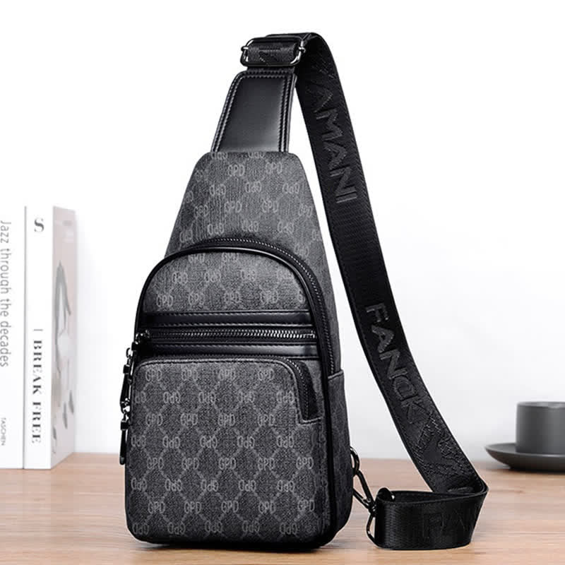 Leather Crossbody Bag Shoulder Sling Bag Casual Chest Bags for Men