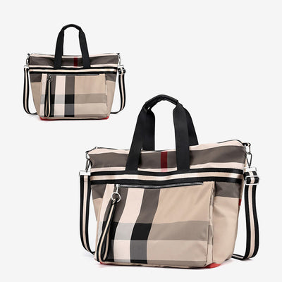 Tote Bag For Women Plaid Pattern Nylon Shoulder Bag