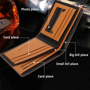 Wallet For Men PU Leather Business Style Short Money Clip