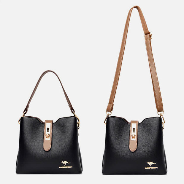 Triple Compartment Small Crossbody Bag for Women Leather Shoulder Purses Handbag