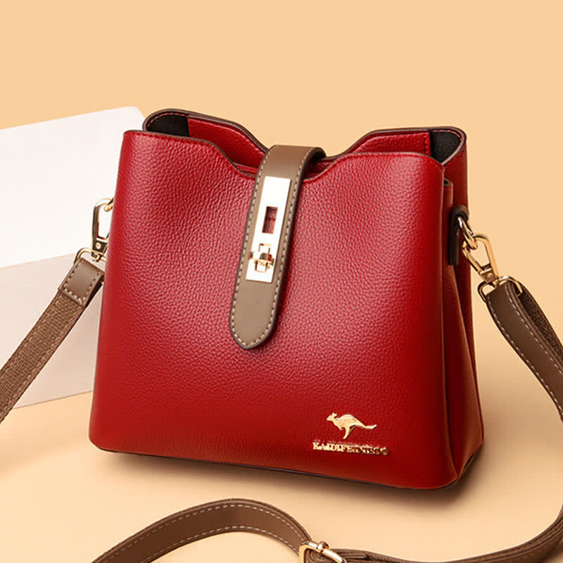 Triple Compartment Small Crossbody Bag for Women Leather Shoulder Purses Handbag