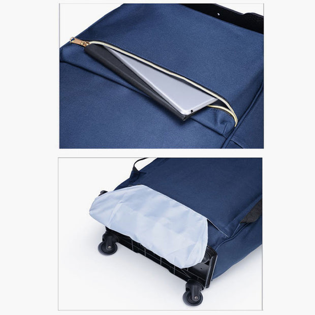Detachable Rolling Tote Women Men Travel Folding Pull Rod Bag