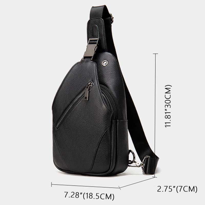 Sling Bag for Men Geniune Leather Casual Shopping Day Pack