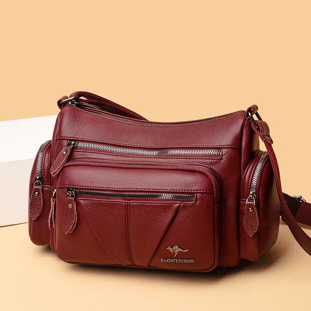 Casual Crossbody Purse for Women Multi-Pocket PU Leather Shoulder Handbag