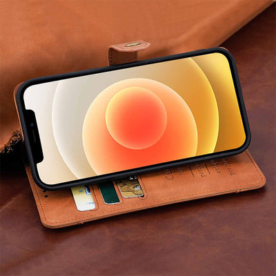 iPhone 13 12 11 Wallet Case Flip Magnetic PU Leather Cover with Kickstand Card Slot