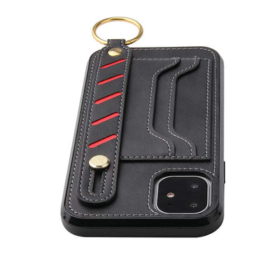 Leather Phone Case Wallet For iPhone Samsung With Wristlet Strap Card Slot