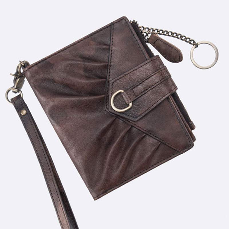 Retro Clutch Wallet for Women Genuine Leather Wristlet Credit Card Holder