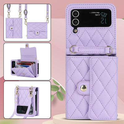 Phone Case For Daily Use Folded Diamond Pattern Crossbody Case