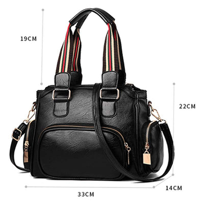 Women's Textured Leather Top-Handle Fashion Satchel Handbag with Crossbody Strap