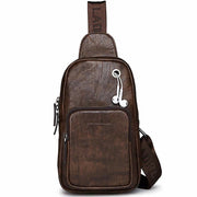Men's Leather Sling Bag Chest Bag One Shoulder Backpack Crossbody Bag
