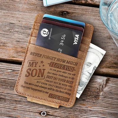 Words Engraved Small Wallet For Men Gift Thin Card Holder